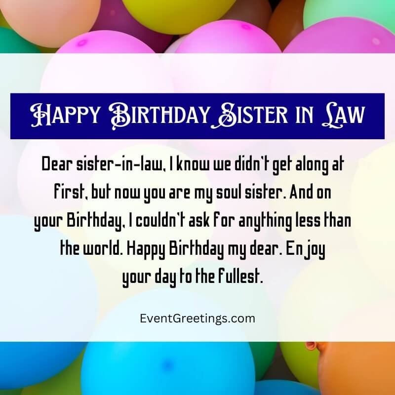 Happy Birthday Sister In Law Wishes