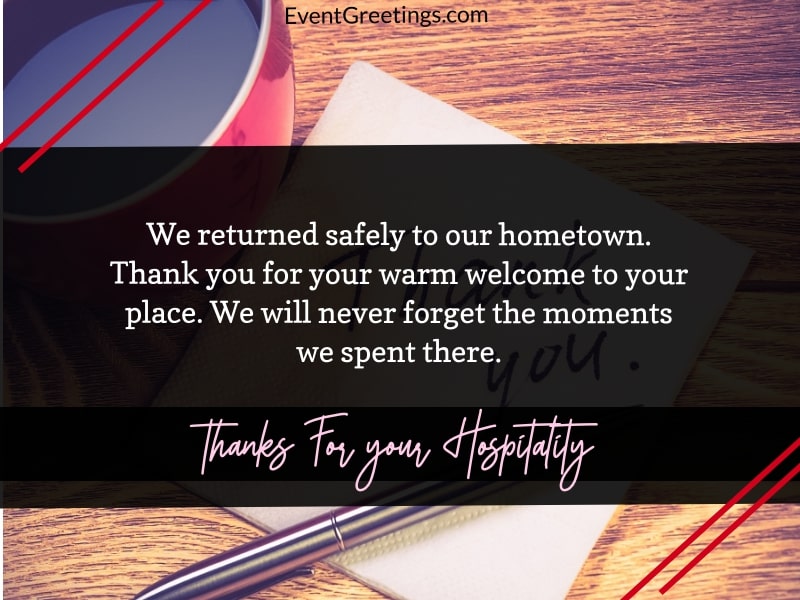thank you notes for hospitality to stay
