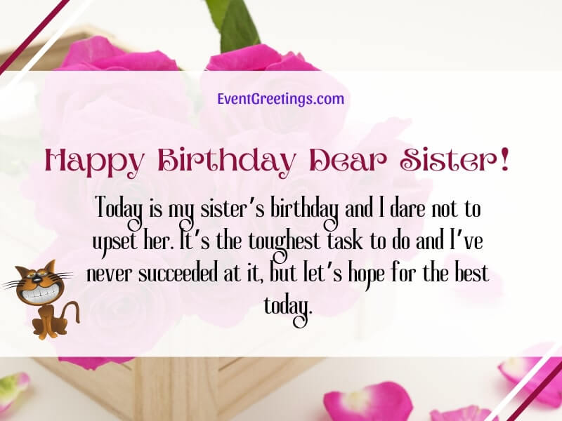 funny birthday wishes for sister on facebook