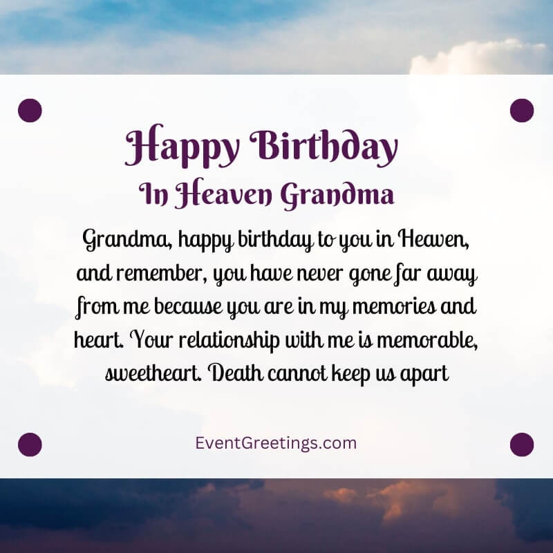 Happy Birthday In Heaven, Grandma Wishes